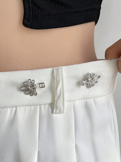 DAZY Flower Shaped Waistband Buckle, Suitable For Pants Or Skirts, Adjustable Waist Size