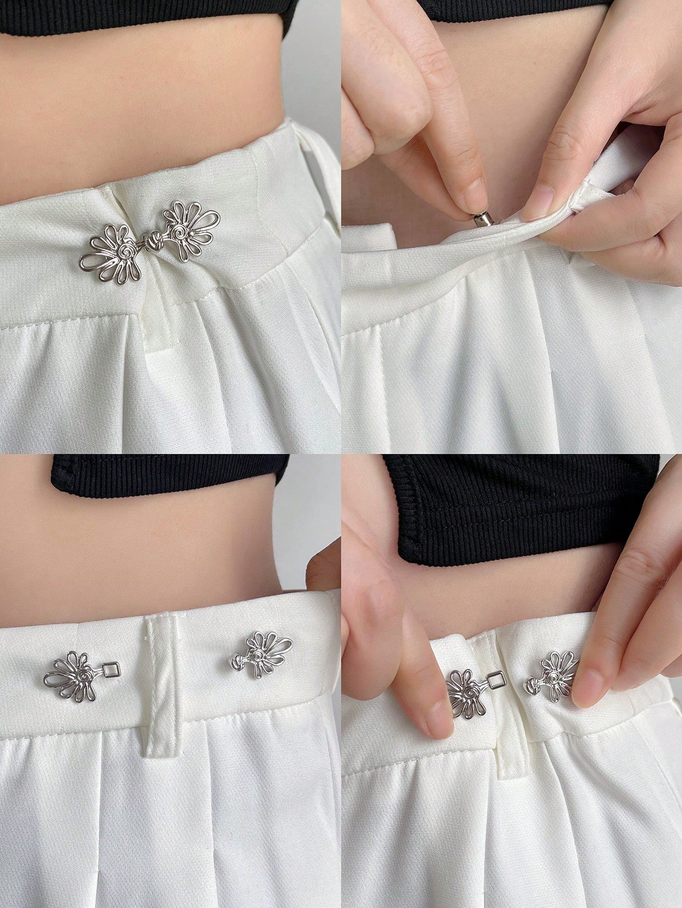 DAZY Flower Shaped Waistband Buckle, Suitable For Pants Or Skirts, Adjustable Waist Size