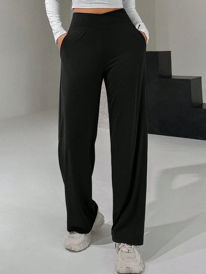 DAZY Ladies' Long Wide-Leg Pants With Cross High Waist Design Summer