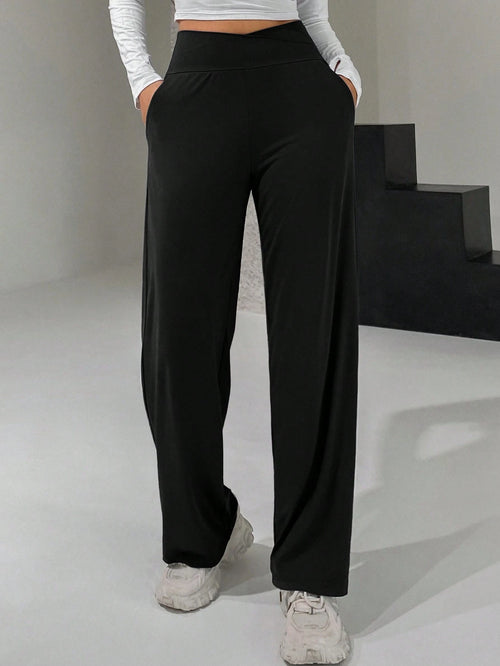 DAZY Ladies' Long Wide-Leg Pants With Cross High Waist Design Summer