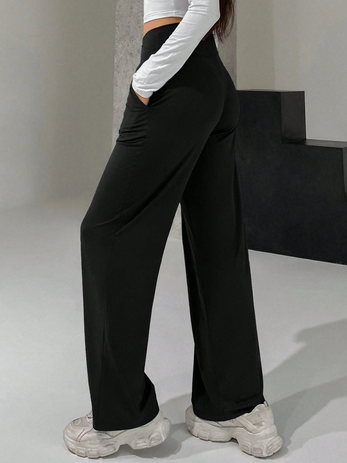DAZY Ladies' Long Wide-Leg Pants With Cross High Waist Design Summer