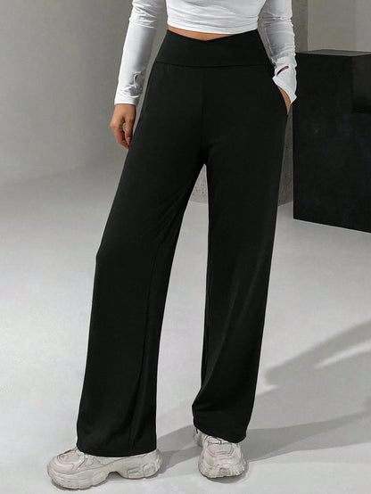 DAZY Ladies' Long Wide-Leg Pants With Cross High Waist Design Summer