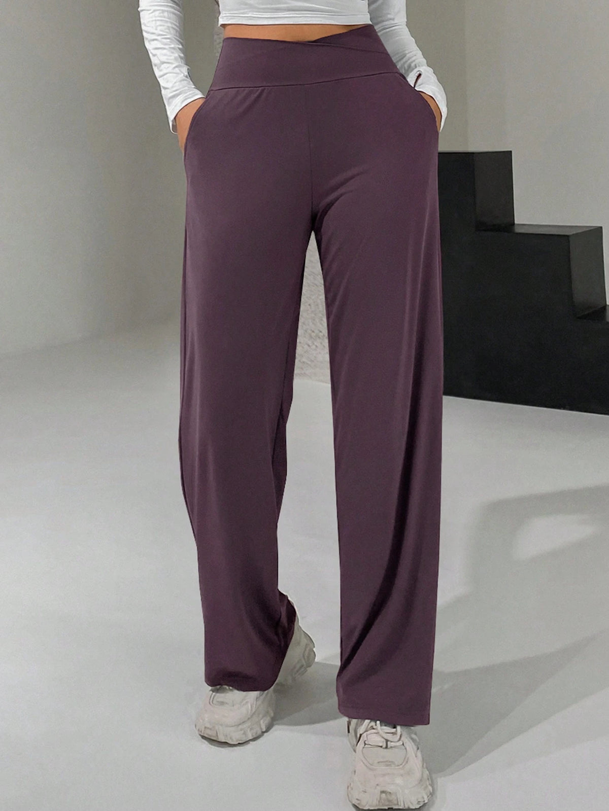 DAZY Ladies' Long Wide-Leg Pants With Cross High Waist Design Summer