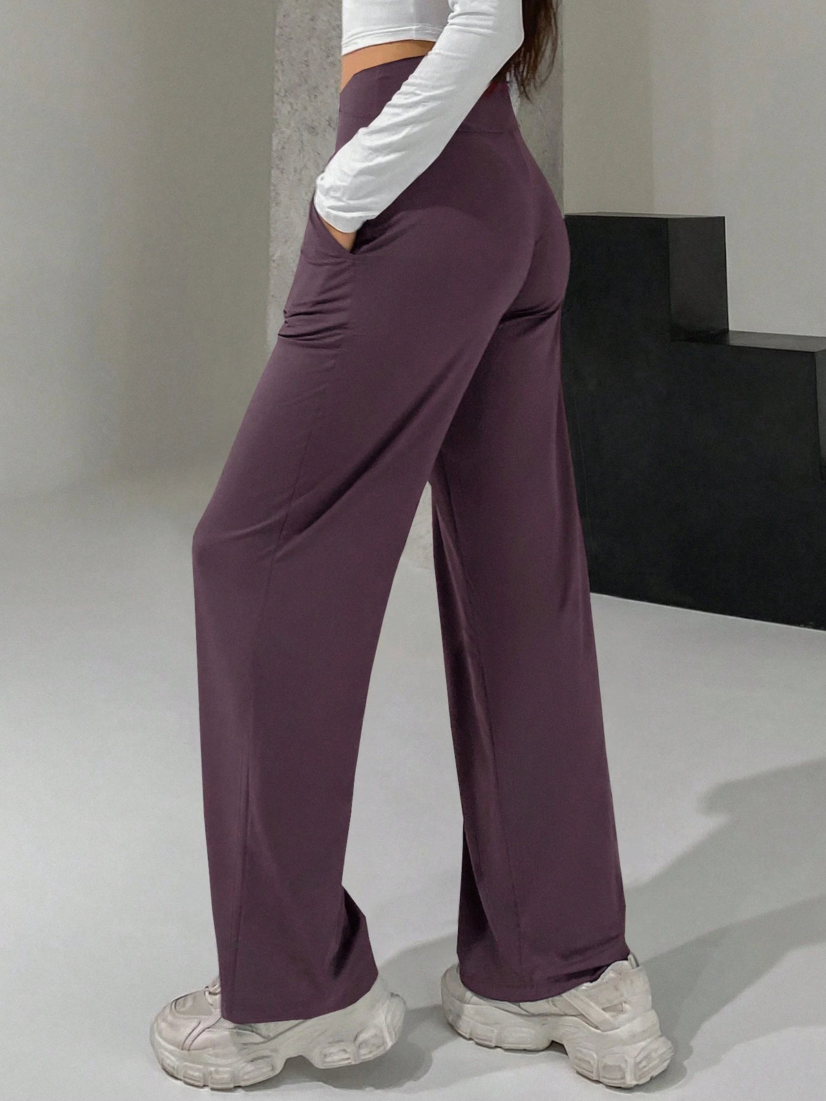 DAZY Ladies' Long Wide-Leg Pants With Cross High Waist Design Summer