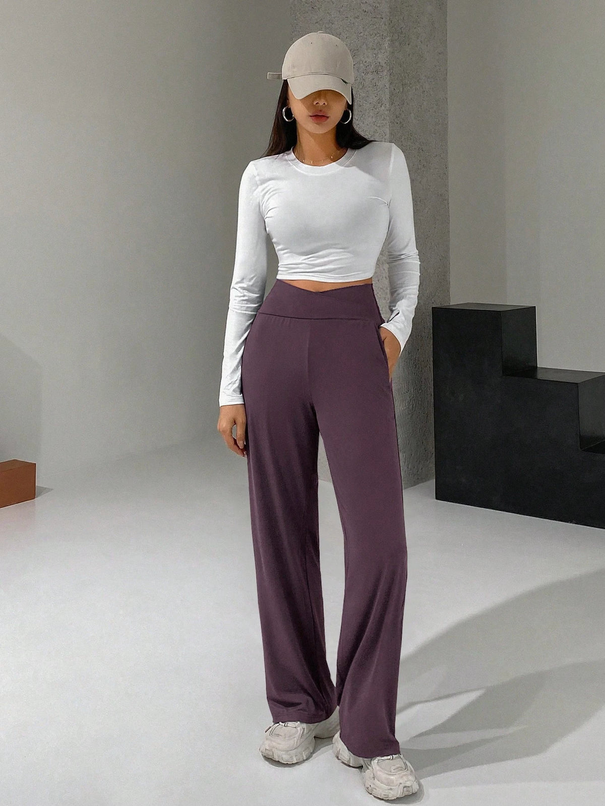 DAZY Ladies' Long Wide-Leg Pants With Cross High Waist Design Summer