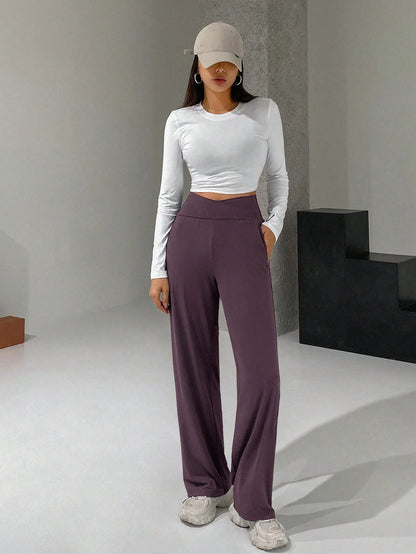 DAZY Ladies' Long Wide-Leg Pants With Cross High Waist Design Summer