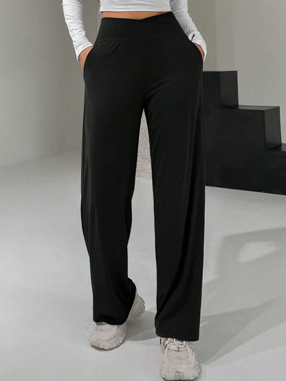 DAZY Ladies' Long Wide-Leg Pants With Cross High Waist Design Summer
