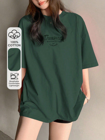 DAZY Slogan Graphic Drop Shoulder Oversized Tee Summer