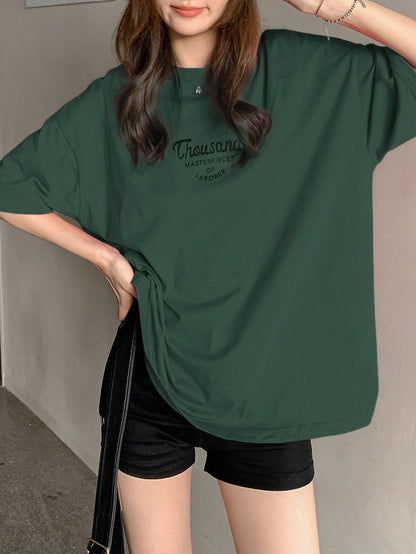 DAZY Slogan Graphic Drop Shoulder Oversized Tee Summer