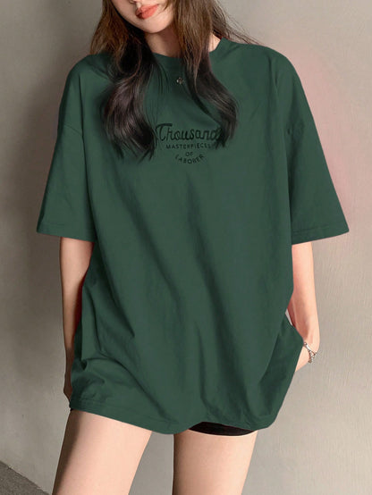 DAZY Slogan Graphic Drop Shoulder Oversized Tee Summer
