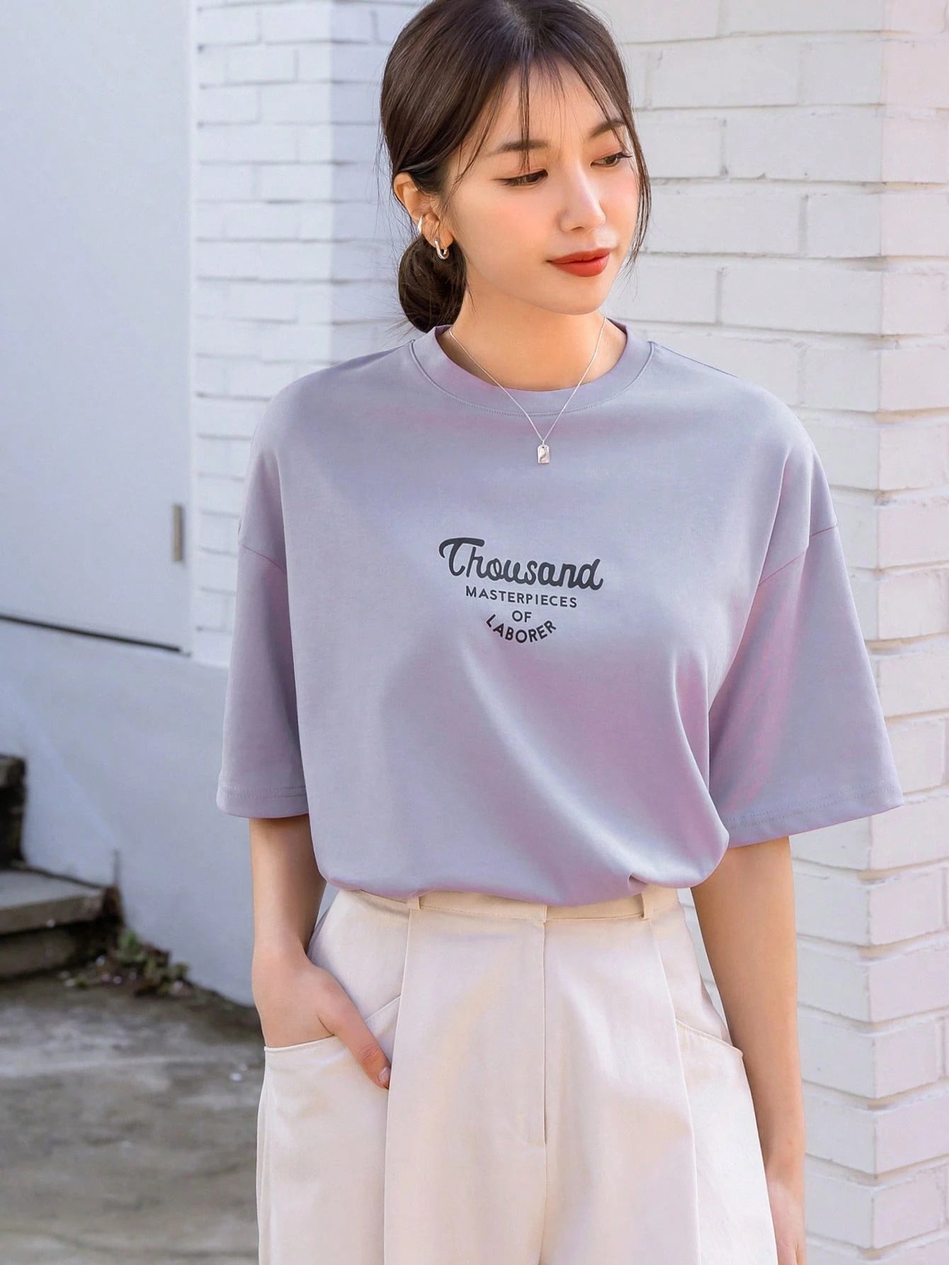 DAZY Slogan Graphic Drop Shoulder Oversized Tee Summer