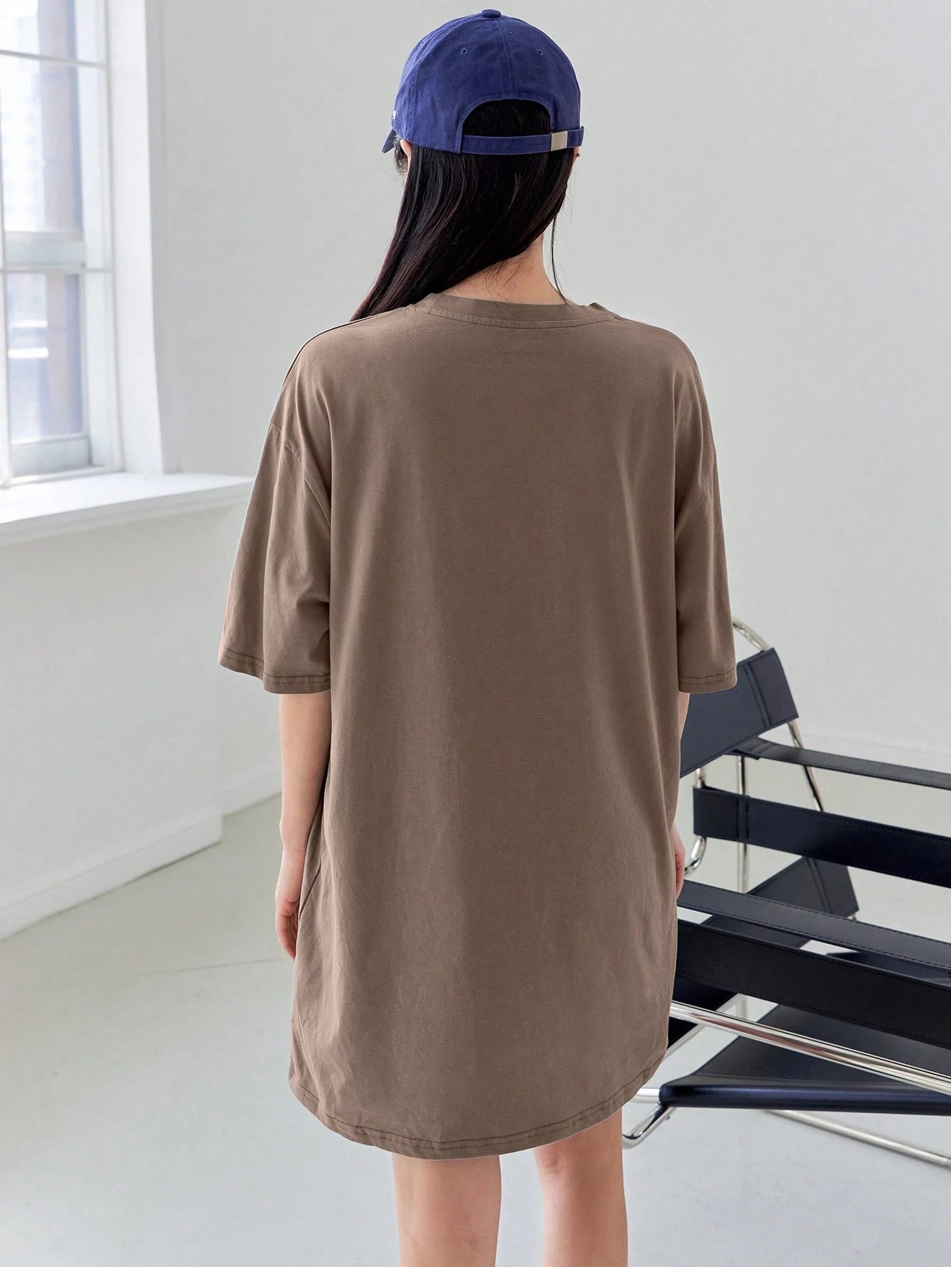 DAZY Slogan Graphic Drop Shoulder Tee Dress Sundress,Casual Women Dresses