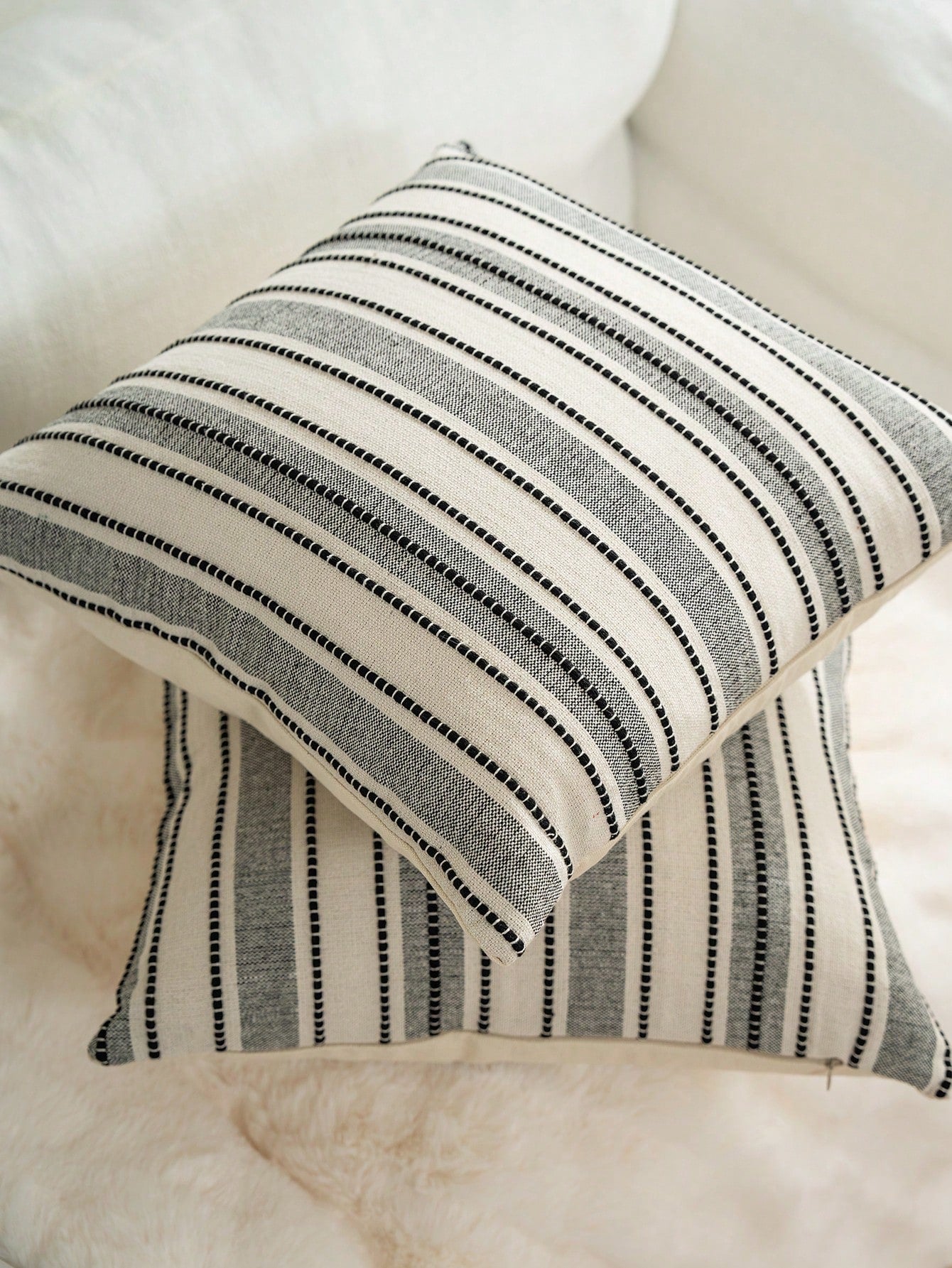 Decorative Bohemian Style Throw Pillow Cover, Farmhouse Texture Cushion Cover, 18 X 18 Inches, Suitable For Chairs, Sofas, Bedrooms, Living Rooms And Home Decor, Olive Green And Beige Striped (1 Piece