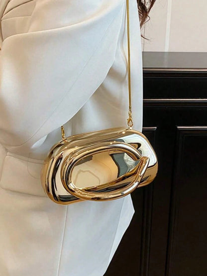 Dedoo 1pc Minimalist Casual Retro Elegant Handbag, Chain Shoulder Crossbody Bag For Party, Sophisticated Compact Clutch Purse For Women