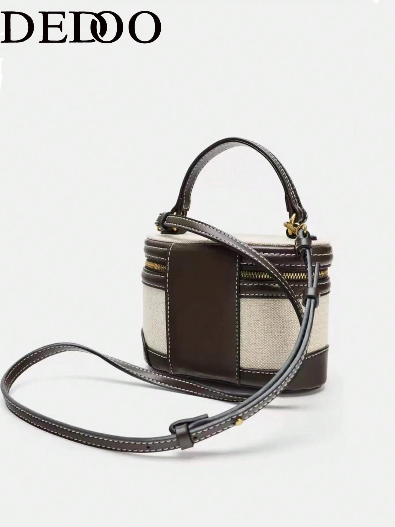 Dedoo 2026 Spring/Summer New European And American Women Canvas Patchwork Shoulder Crossbody Square Bag, Fashion Portable Hard Case Bag For Travel, Party, Shopping, Girlfriend Gift