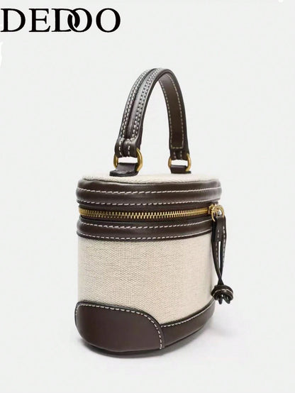 Dedoo 2026 Spring/Summer New European And American Women Canvas Patchwork Shoulder Crossbody Square Bag, Fashion Portable Hard Case Bag For Travel, Party, Shopping, Girlfriend Gift