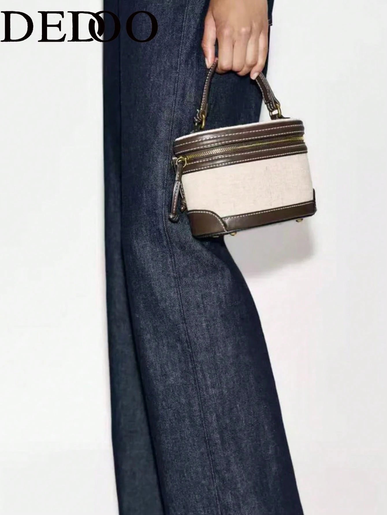 Dedoo 2026 Spring/Summer New European And American Women Canvas Patchwork Shoulder Crossbody Square Bag, Fashion Portable Hard Case Bag For Travel, Party, Shopping, Girlfriend Gift