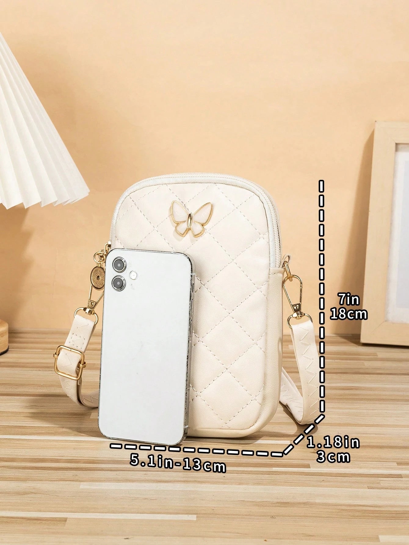 Diamond Grid Embroidery Bowknot Decor Phone Bag Women Crossbody Bag Valentines