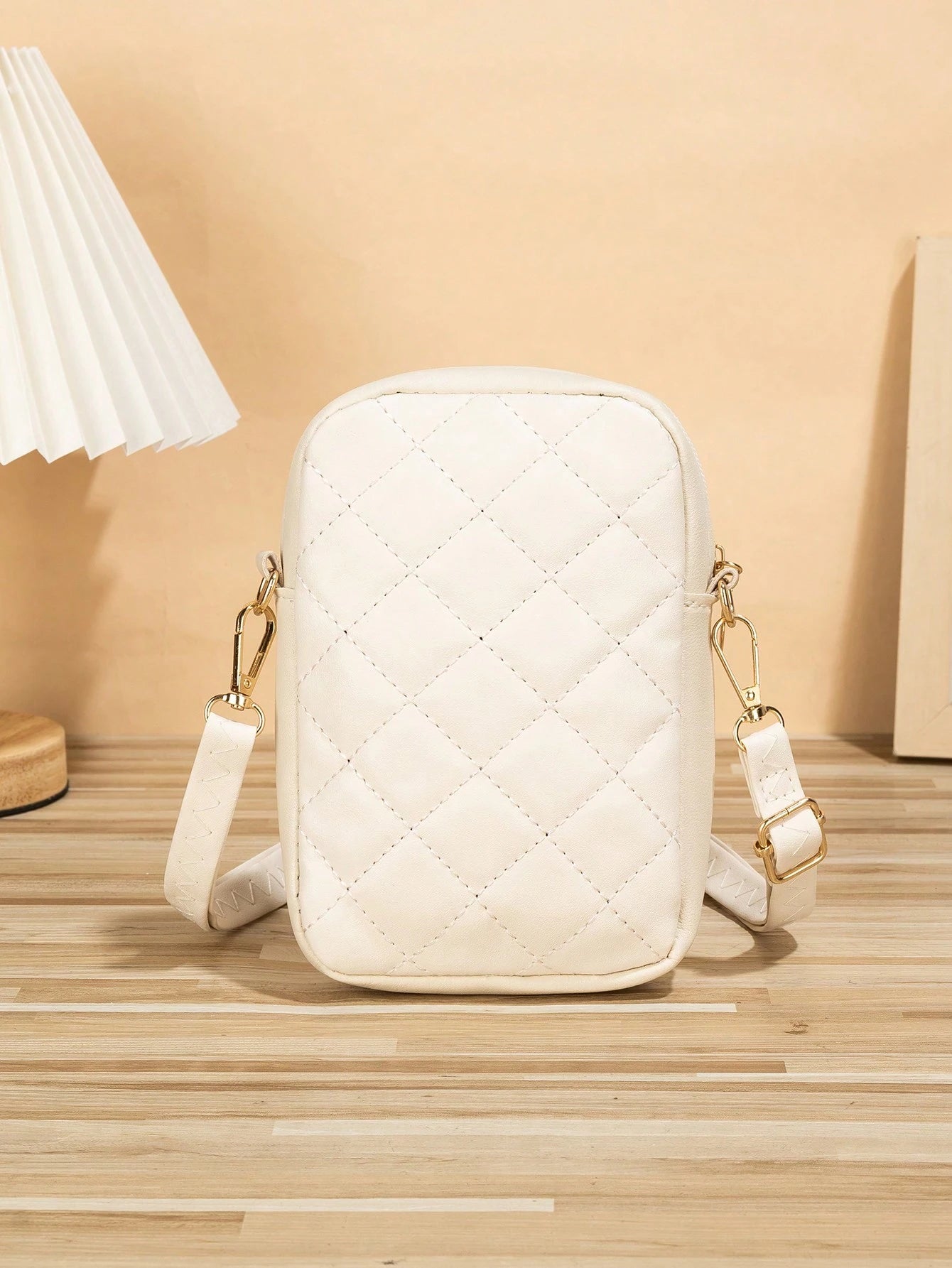 Diamond Grid Embroidery Bowknot Decor Phone Bag Women Crossbody Bag Valentines