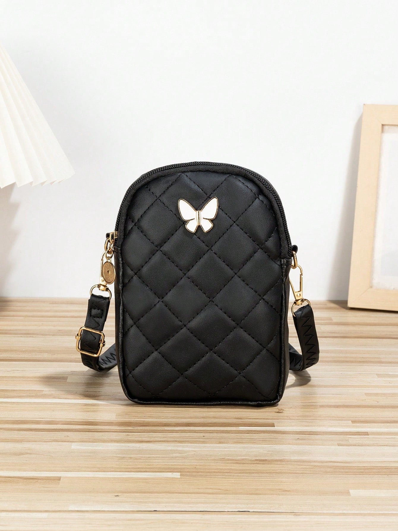 Diamond Grid Embroidery Bowknot Decor Phone Bag Women Crossbody Bag Valentines
