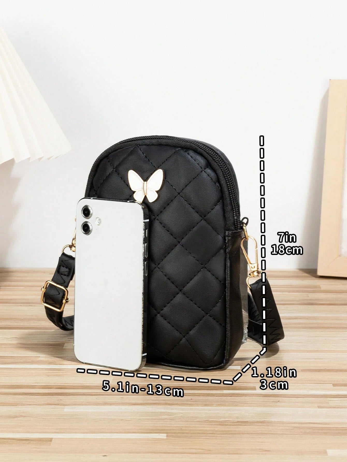 Diamond Grid Embroidery Bowknot Decor Phone Bag Women Crossbody Bag Valentines