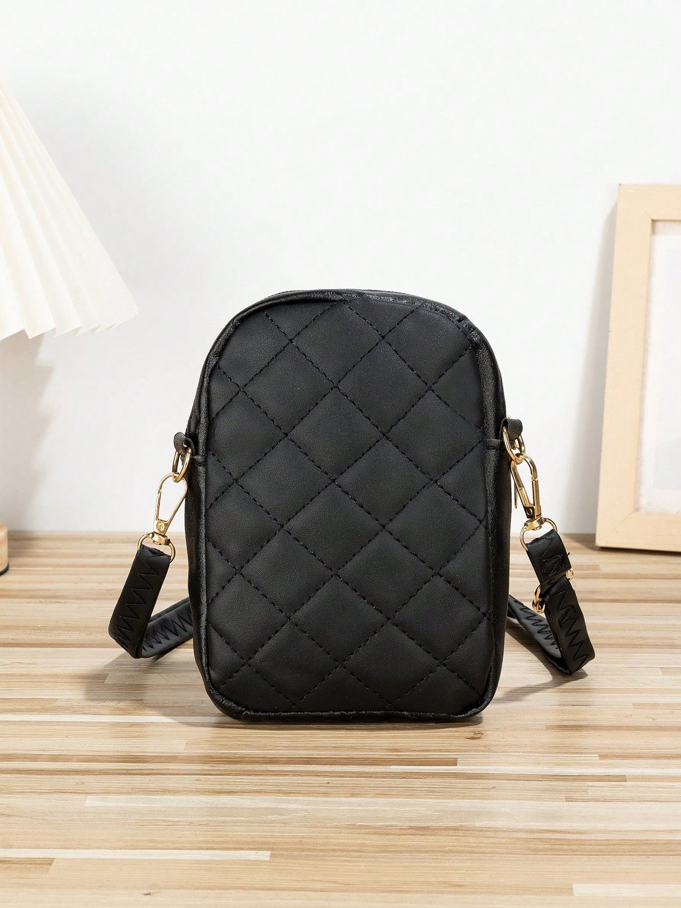 Diamond Grid Embroidery Bowknot Decor Phone Bag Women Crossbody Bag Valentines