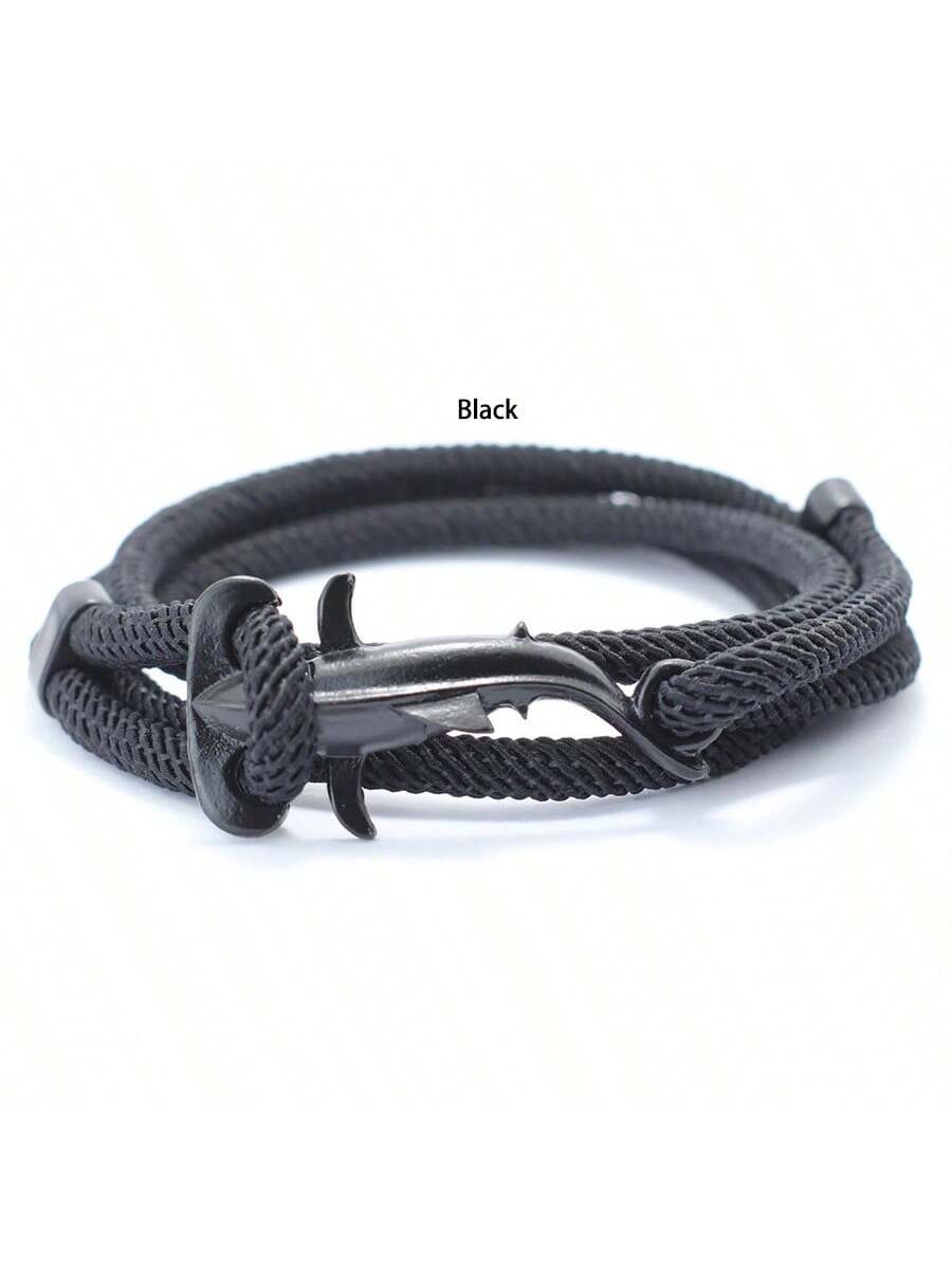 diffone New Marine Shark Bracelet For Men Sliding Adjustable Multilayer Rope Bracelet Beach Surfing Nautical Bracelet Armband Herren