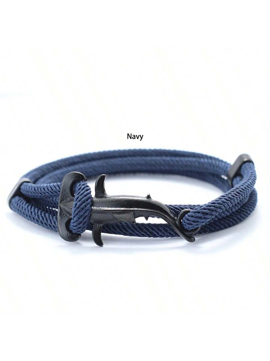 diffone New Marine Shark Bracelet For Men Sliding Adjustable Multilayer Rope Bracelet Beach Surfing Nautical Bracelet Armband Herren