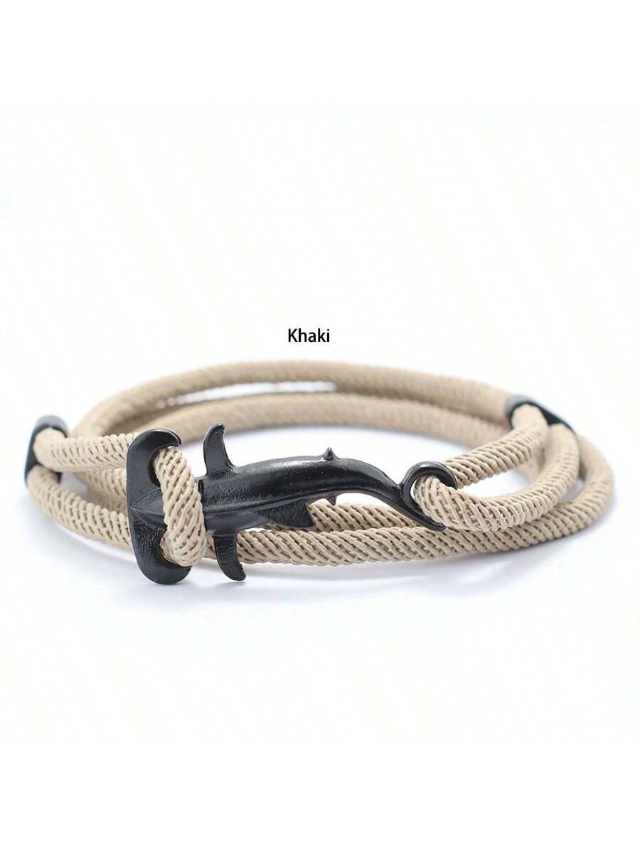 diffone New Marine Shark Bracelet For Men Sliding Adjustable Multilayer Rope Bracelet Beach Surfing Nautical Bracelet Armband Herren