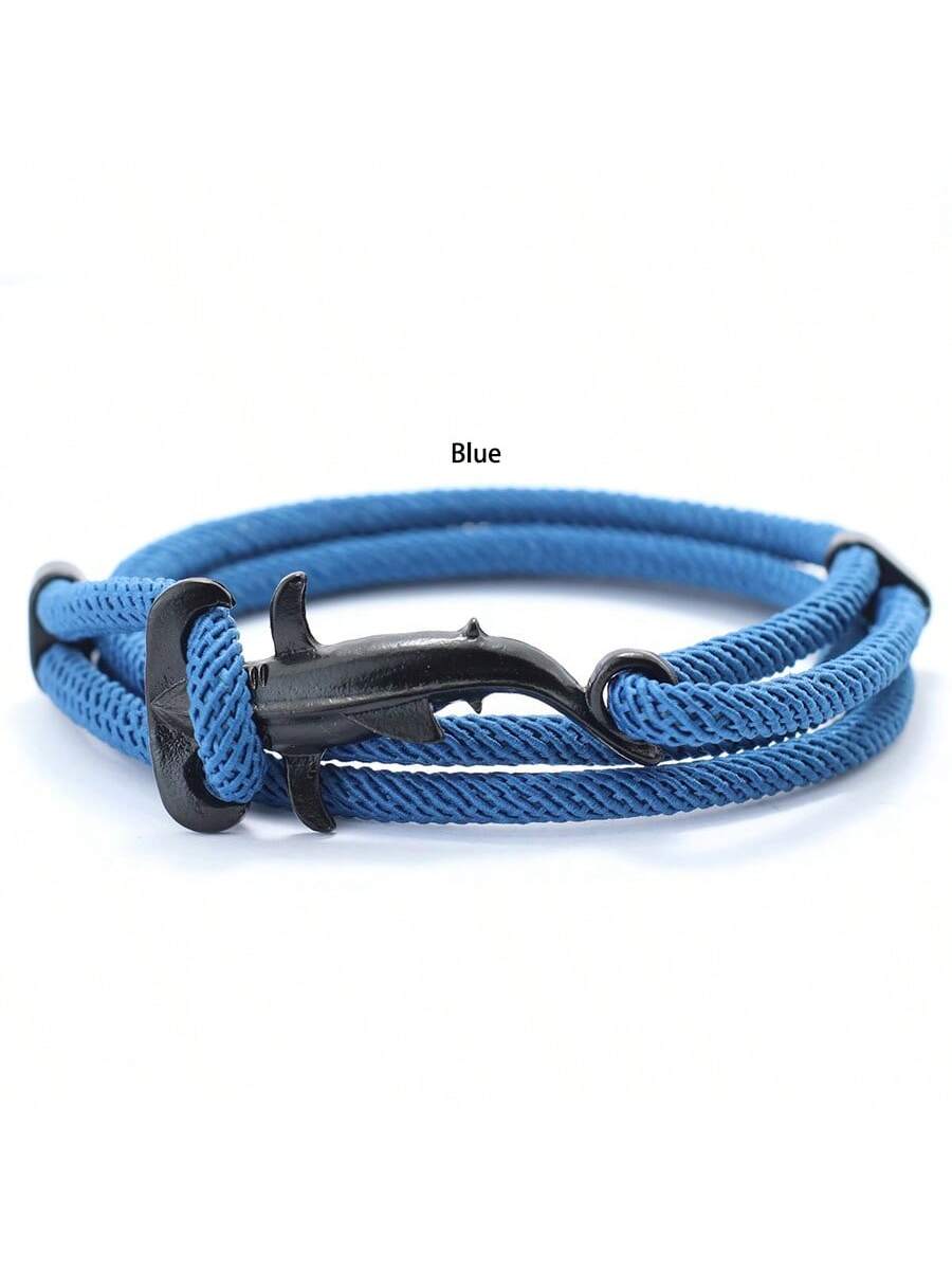 diffone New Marine Shark Bracelet For Men Sliding Adjustable Multilayer Rope Bracelet Beach Surfing Nautical Bracelet Armband Herren