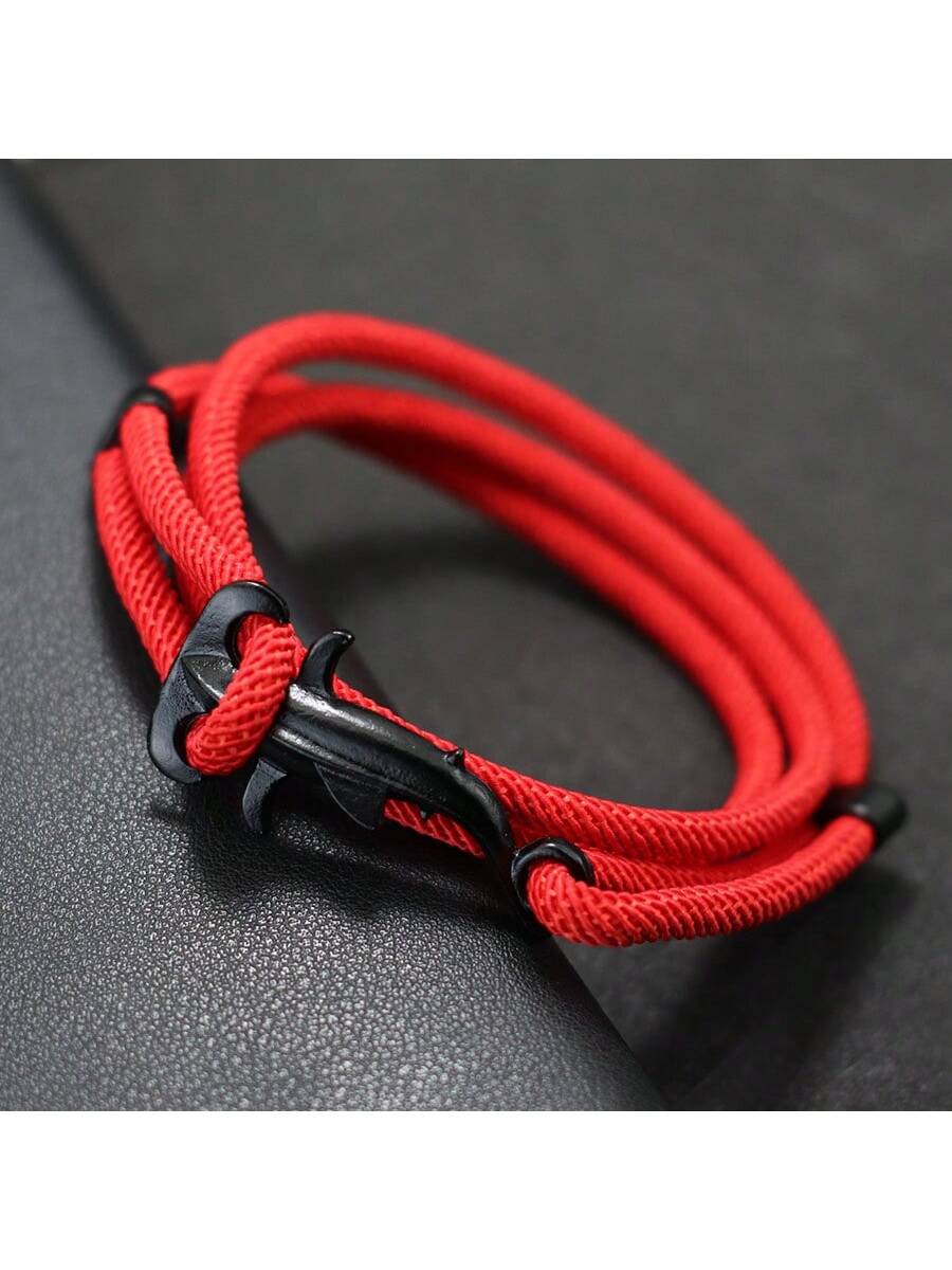 diffone New Marine Shark Bracelet For Men Sliding Adjustable Multilayer Rope Bracelet Beach Surfing Nautical Bracelet Armband Herren