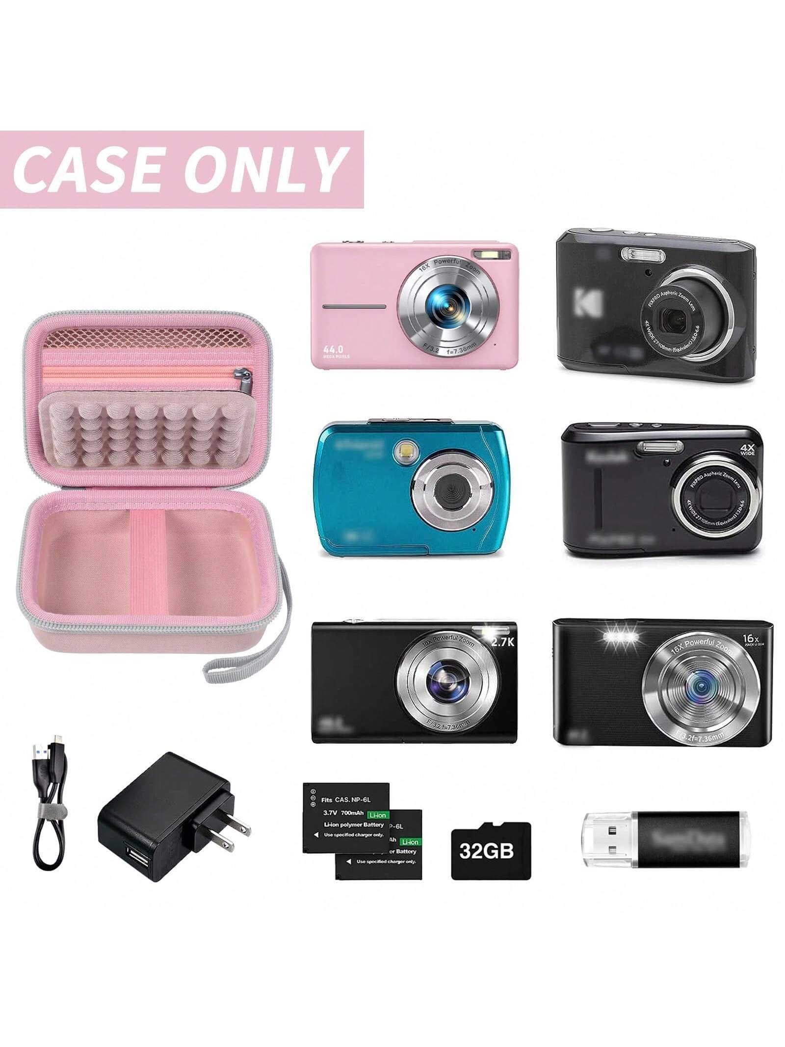 Digital Camera Protective Case Compatible With CAMKORY/Pixpro/VAHOIALD/DSCW800 830/PowerShot 180 190- Case Only (Camera Not Included), Camera Bag