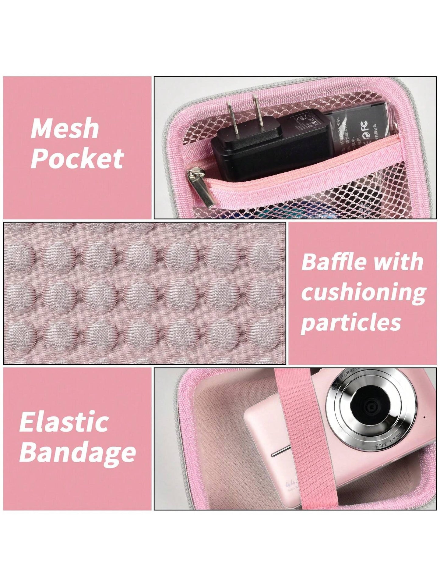 Digital Camera Protective Case Compatible With CAMKORY/Pixpro/VAHOIALD/DSCW800 830/PowerShot 180 190- Case Only (Camera Not Included), Camera Bag