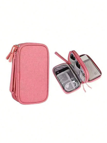 Digital Data Cable Organizer Bag For Traveling- Portable Hard Drive, Power Bank, Earphones, Charging Cable Storage Case With Zipper For Phones Wireless Headphone Bluetooth Headphone Headset Earbuds F
