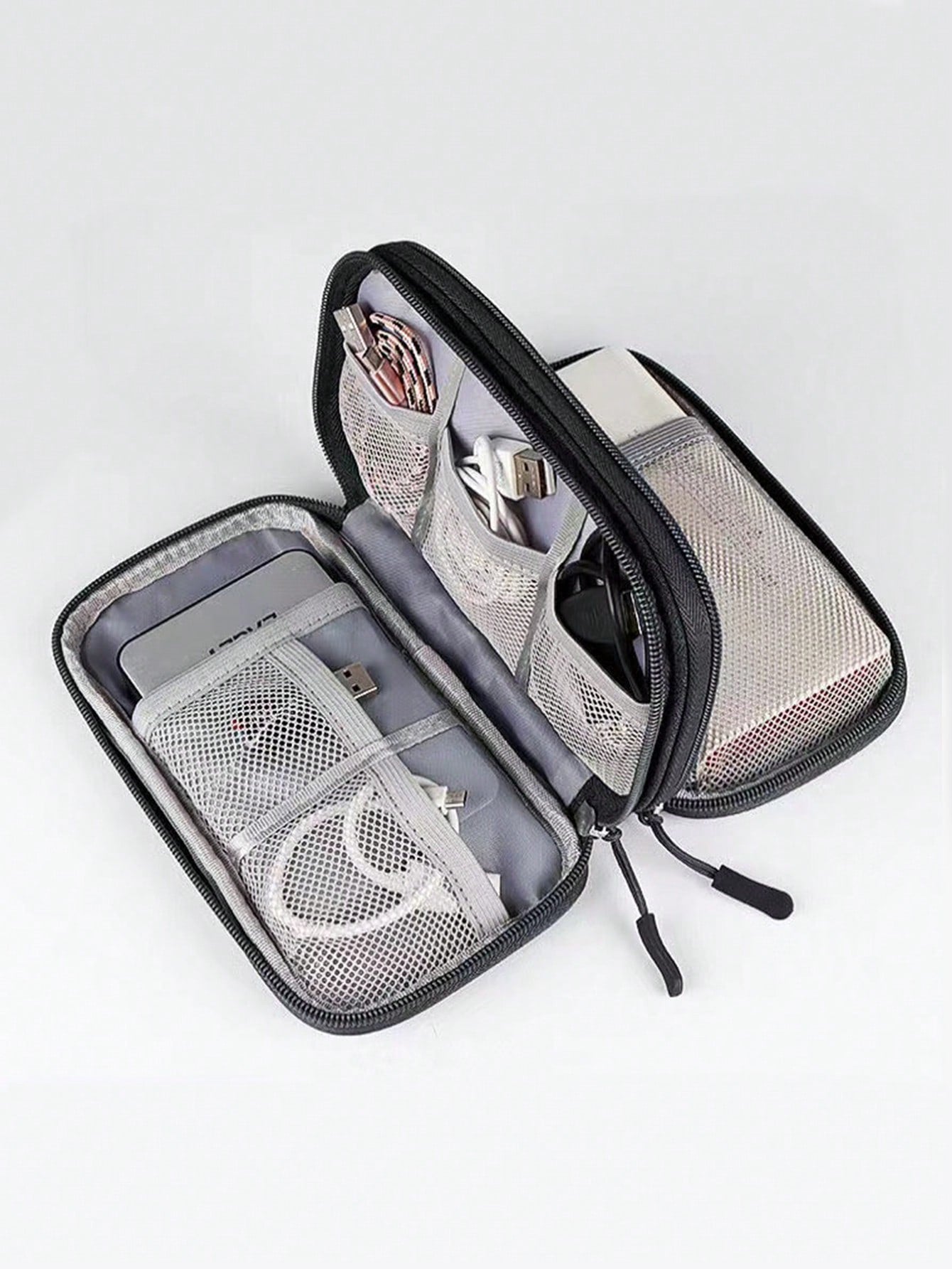 Digital Data Cable Organizer Bag For Traveling- Portable Hard Drive, Power Bank, Earphones, Charging Cable Storage Case With Zipper For Phones Wireless Headphone Bluetooth Headphone Headset Earbuds F