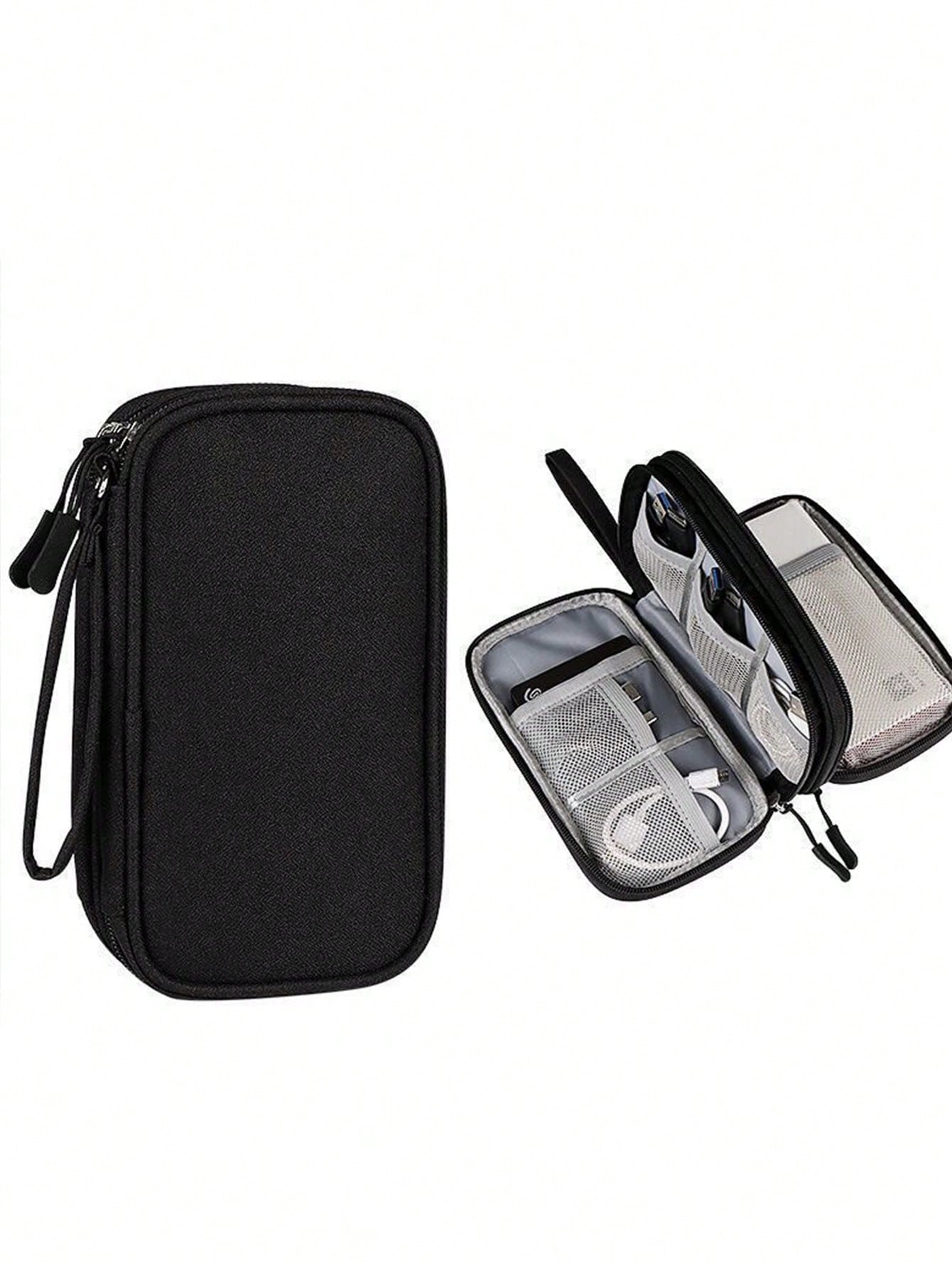 Digital Data Cable Organizer Bag For Traveling- Portable Hard Drive, Power Bank, Earphones, Charging Cable Storage Case With Zipper For Phones Wireless Headphone Bluetooth Headphone Headset Earbuds F