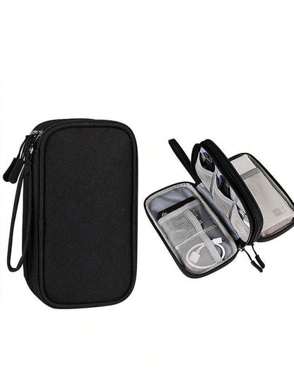 Digital Data Cable Organizer Bag For Traveling- Portable Hard Drive, Power Bank, Earphones, Charging Cable Storage Case With Zipper For Phones Wireless Headphone Bluetooth Headphone Headset Earbuds F