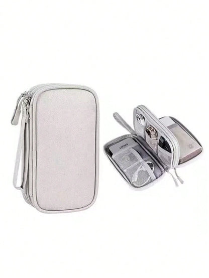 Digital Data Cable Organizer Bag For Traveling- Portable Hard Drive, Power Bank, Earphones, Charging Cable Storage Case With Zipper For Phones Wireless Headphone Bluetooth Headphone Headset Earbuds F