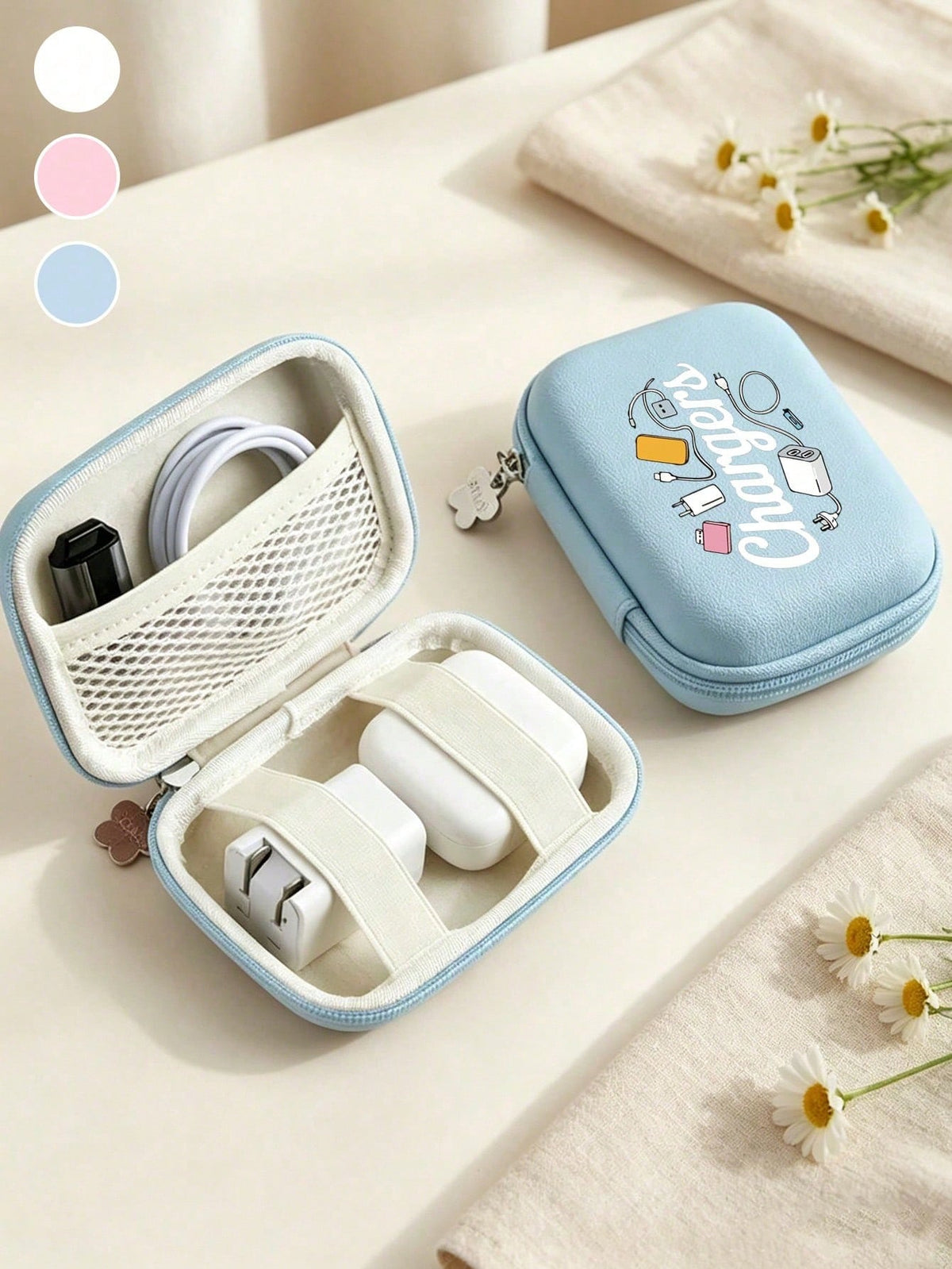 Digital Theme Pattern Travel Camera Bag, Multi-Functional Storage Bag, Makeup Bag, Sanitary Napkin Storage Bag, Digital Storage Bag, Style, Secure Zipper Closure, Suitable For All Ages And Genders. Wa