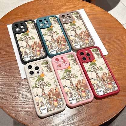 Disney.What Winnie The Pooh Patterned Phone Case Featuring Friends And Honey Jars. Compatible With IPhone 17, 16, 15, 14, 13, 12, And 11 Pro Models. Made Of TPU, With Shockproof Protection. A Perfect