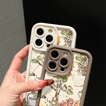 Disney.What Winnie The Pooh Patterned Phone Case Featuring Friends And Honey Jars. Compatible With IPhone 17, 16, 15, 14, 13, 12, And 11 Pro Models. Made Of TPU, With Shockproof Protection. A Perfect