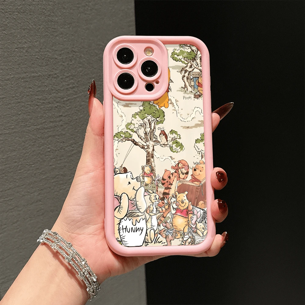 Disney.What Winnie The Pooh Patterned Phone Case Featuring Friends And Honey Jars. Compatible With IPhone 17, 16, 15, 14, 13, 12, And 11 Pro Models. Made Of TPU, With Shockproof Protection. A Perfect