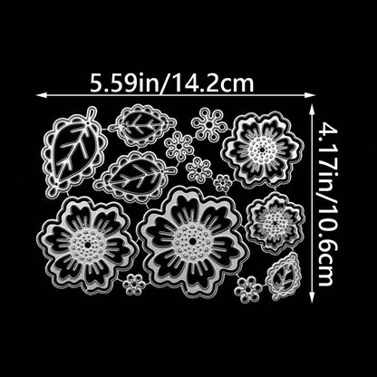 DIY Flower And Leaf Metal Carbon Steel Die Cut Template For Paper Craft, Embossing, And Etching