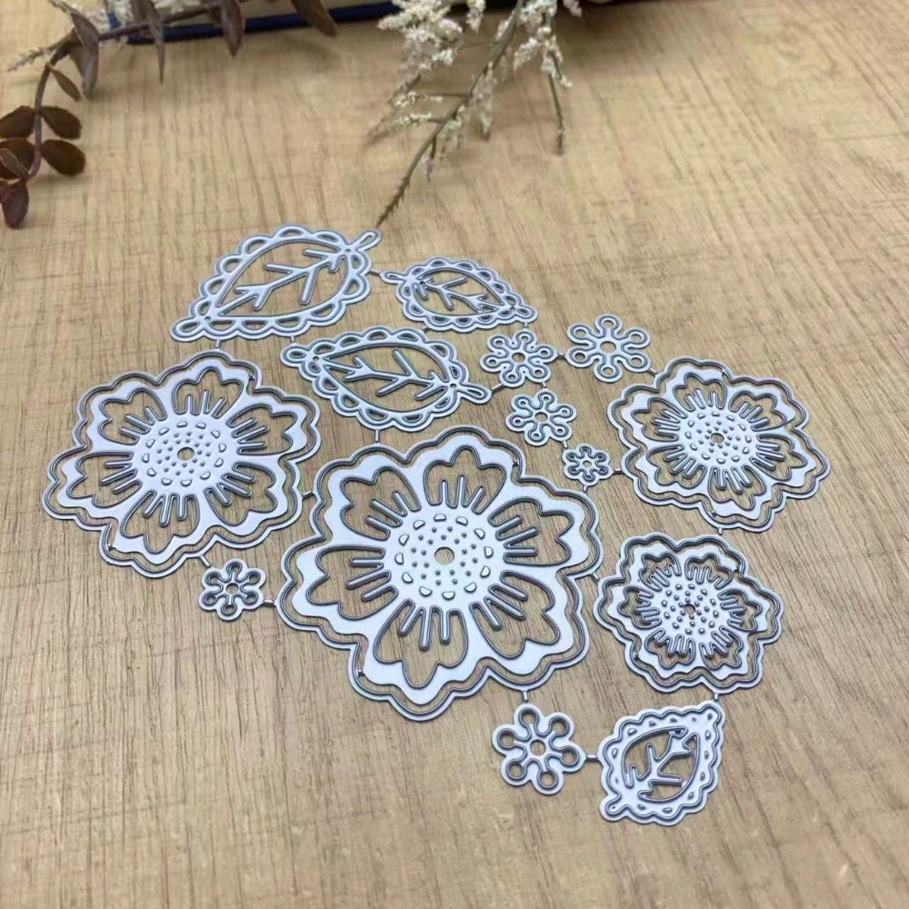 DIY Flower And Leaf Metal Carbon Steel Die Cut Template For Paper Craft, Embossing, And Etching