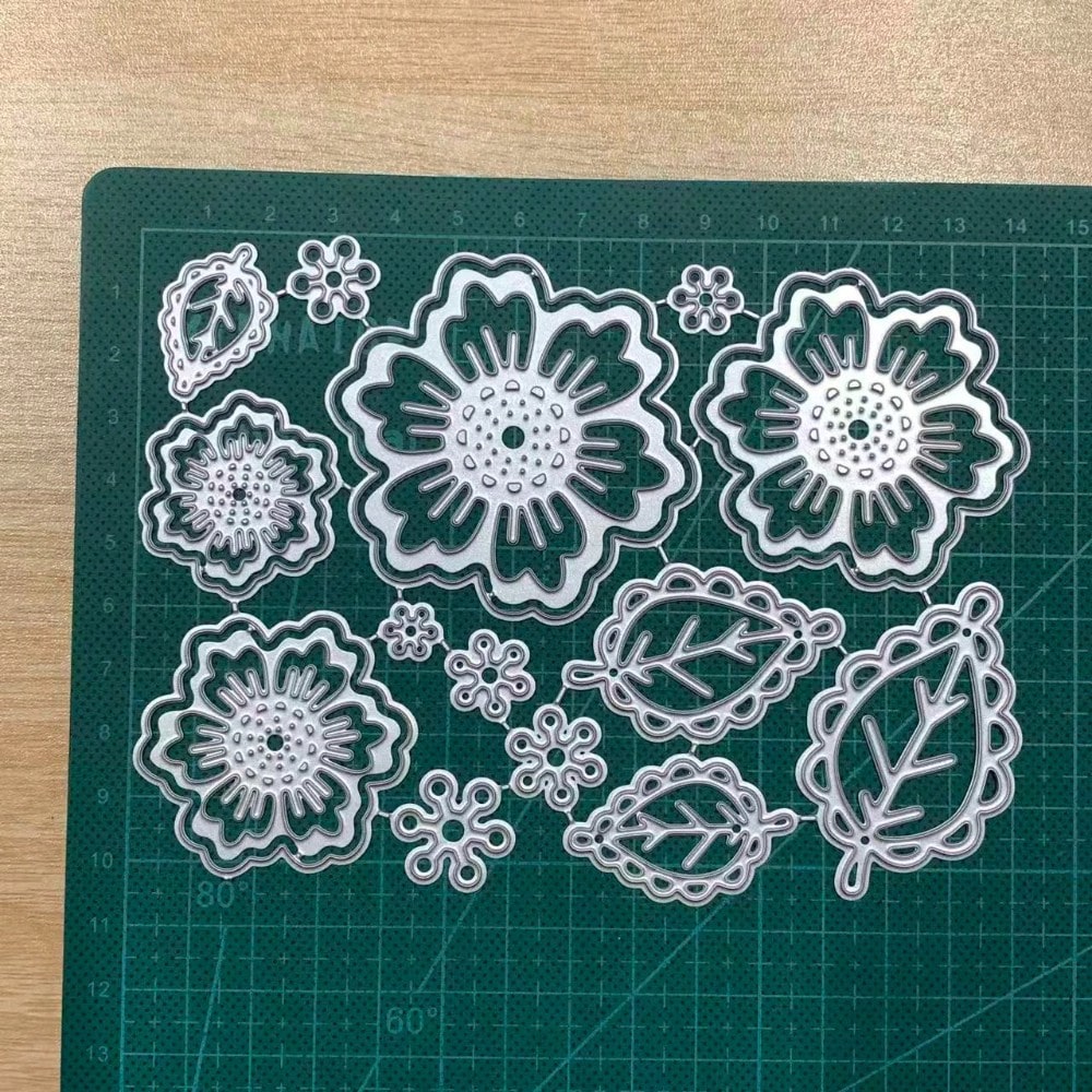 DIY Flower And Leaf Metal Carbon Steel Die Cut Template For Paper Craft, Embossing, And Etching
