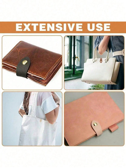 DIY Leather Craft Buttons, Folding Sewing Accessories, Crochet/Wallet/Handbag Making, Faux Leather Snap Fasteners With Multiple Color Buttons, Suitable For Handbags And Wallets, Metal Ring