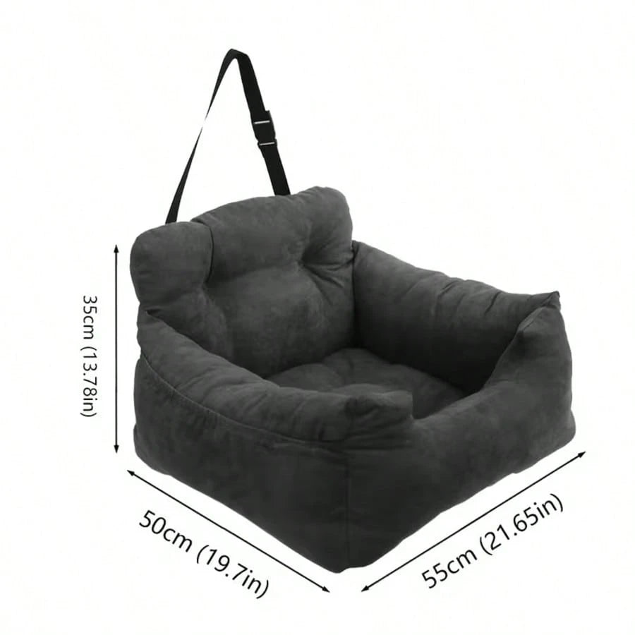 Dog Car Seat, Cozy Travel Bed Carrier With Clip-On Leash, Storage Pockets, Water-Resistant & Machine Washable For Puppies