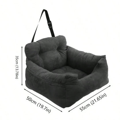 Dog Car Seat, Cozy Travel Bed Carrier With Clip-On Leash, Storage Pockets, Water-Resistant & Machine Washable For Puppies