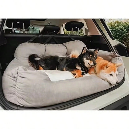 Dog Car Seat, Cozy Travel Bed Carrier With Clip-On Leash, Storage Pockets, Water-Resistant & Machine Washable For Puppies