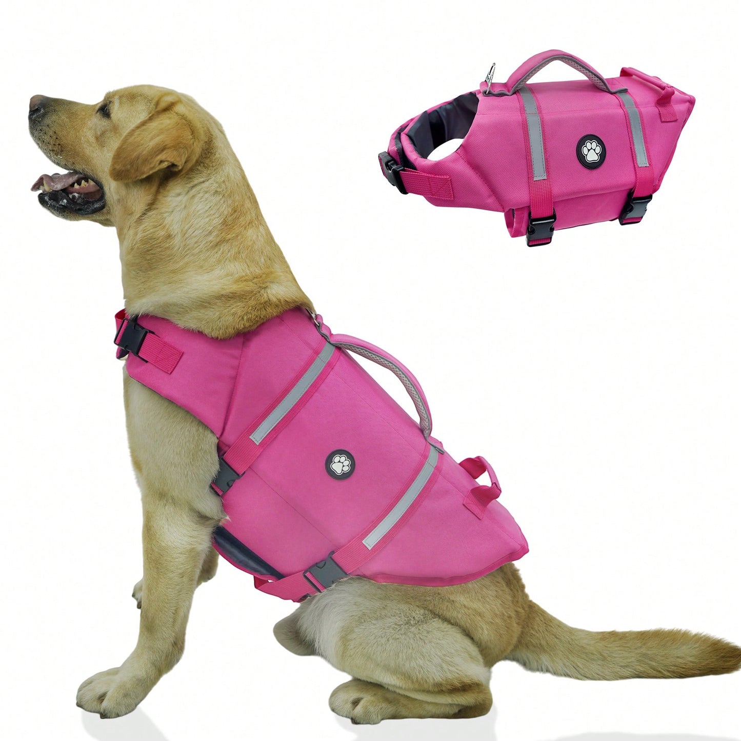 Dog Life Jacket, Lightweight Adjustable Buoyancy Vest With Rescue Handle, High Visibility Reflective Design, Suitable For Small And Medium Dogs Swimming And Boating